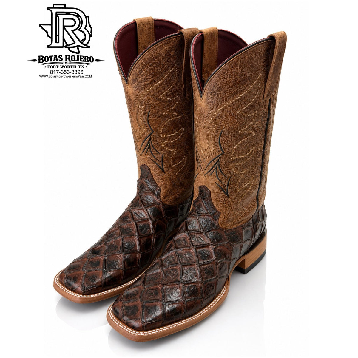 “ LANE “ MEN'S CHOCOLATE PRINTED FISH SQUARE TOE BOOT | IRON SPUR