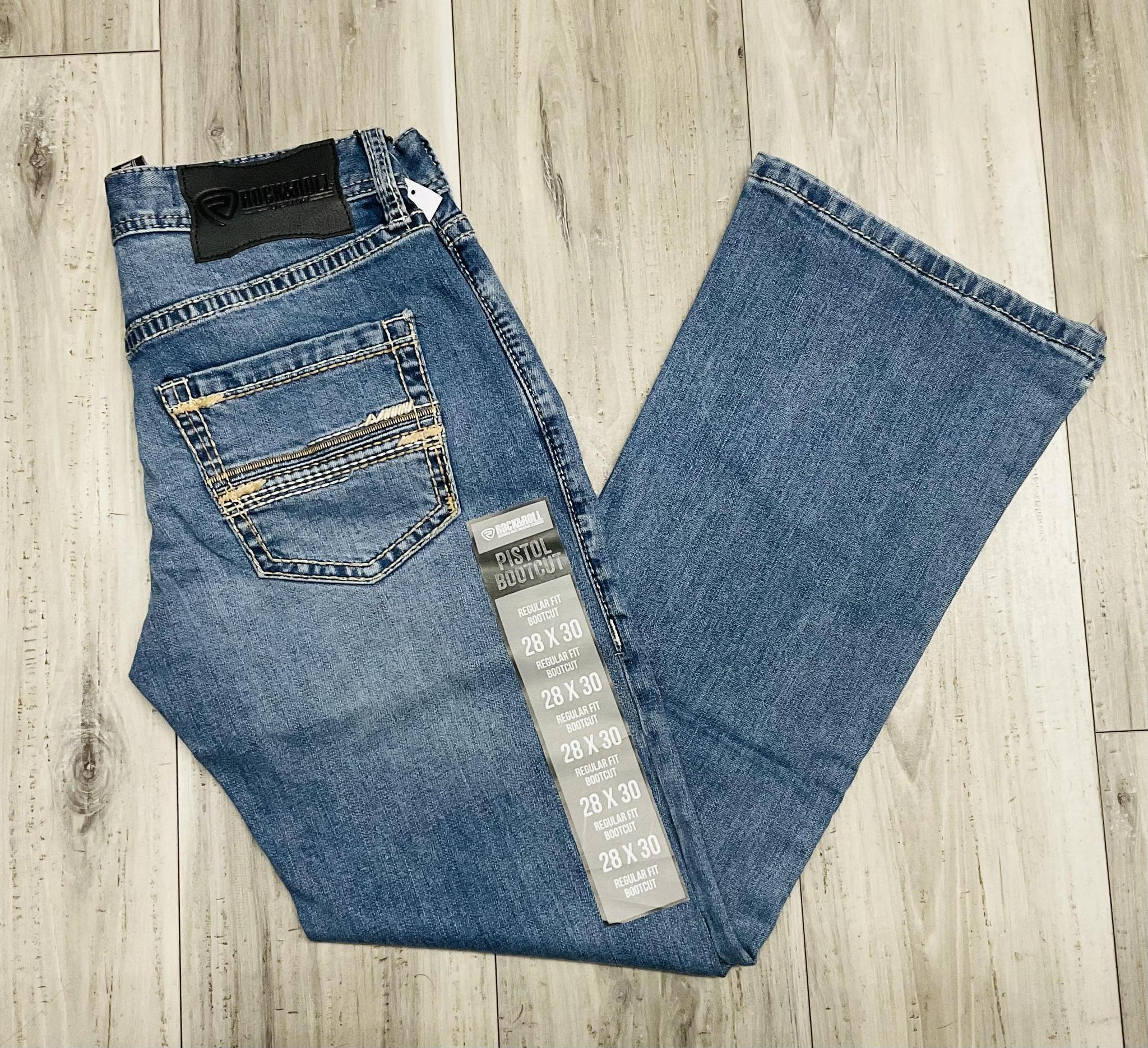 ROCK & ROLL MEN’S STRAIGHT EMB PISTOL MEDIUM VINTAGE JEANS | BM0PD8582