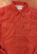 MENS LONG SLEEVE PRINT MODERN BURGUNDY CINCH SHIRT | MTW1303060