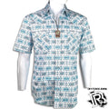 “ MATTHEW “ | MENS ROCK AND ROLL SHORT SLEEVE SNAP TURQUOISE (R1S3254)