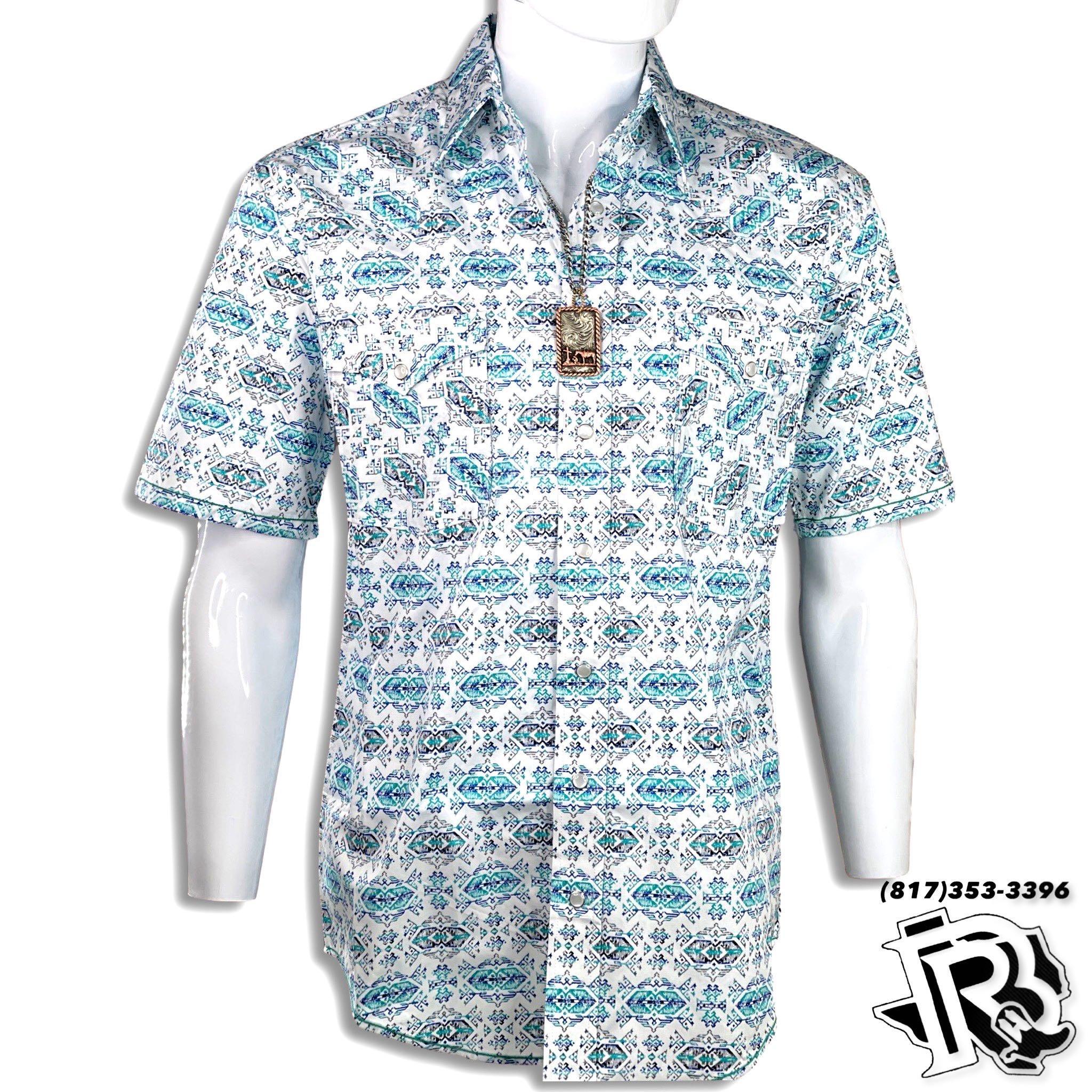 “ MATTHEW “ | MENS ROCK AND ROLL SHORT SLEEVE SNAP TURQUOISE (R1S3254)