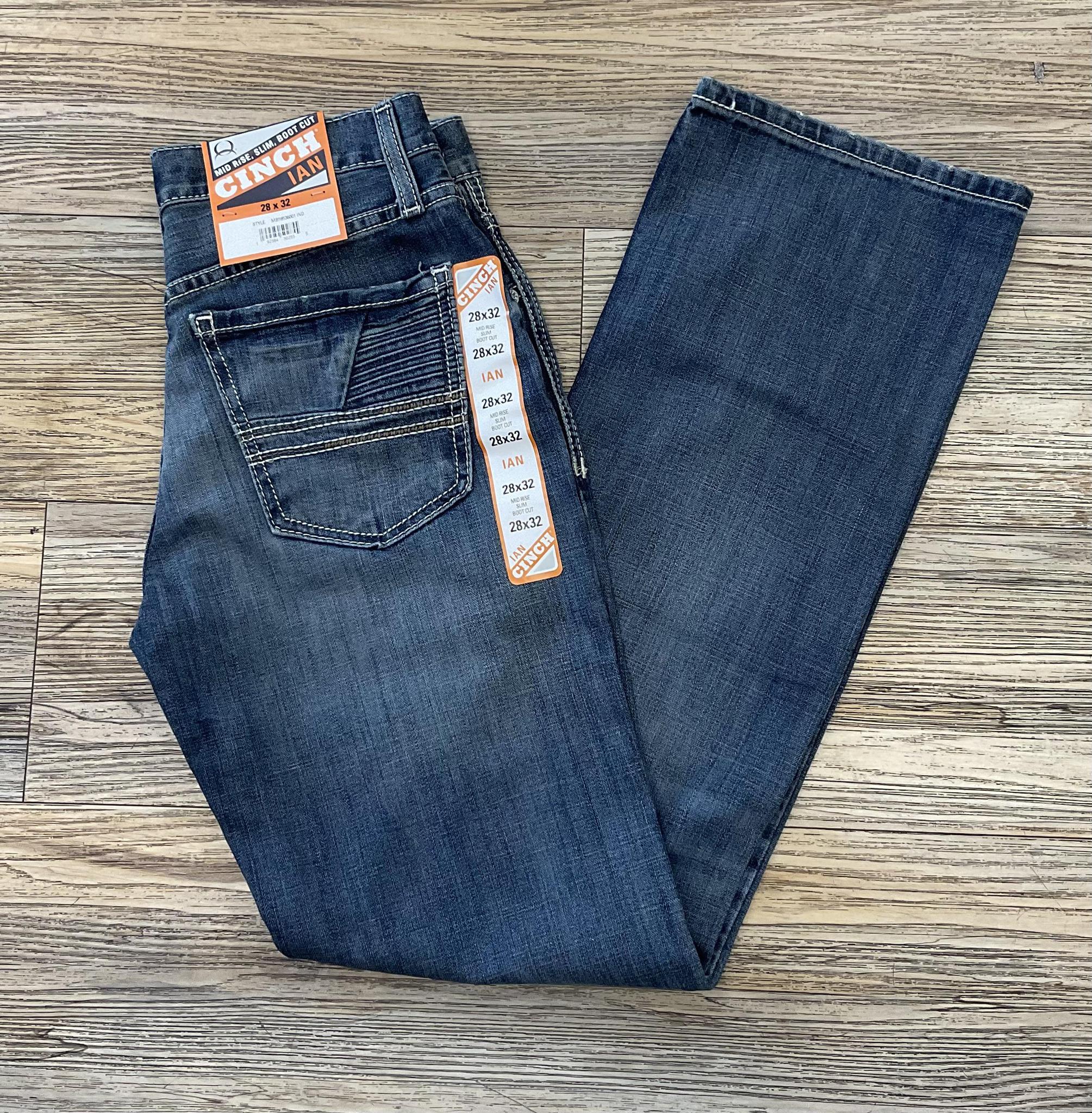 MENS CINCH IAN MID RISE SLIM BOOTCUT JEANS IAN ORANGE LABEL