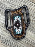 “ WALTER “ |  KNIFE SHEATH WESTERN TOOLED LEATHER  BEADED | IRON SPUR