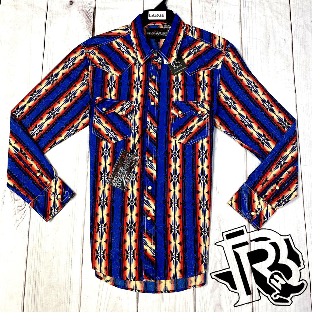 Rock & Roll Cowboy Mens Crinkle Aztec B2S9122