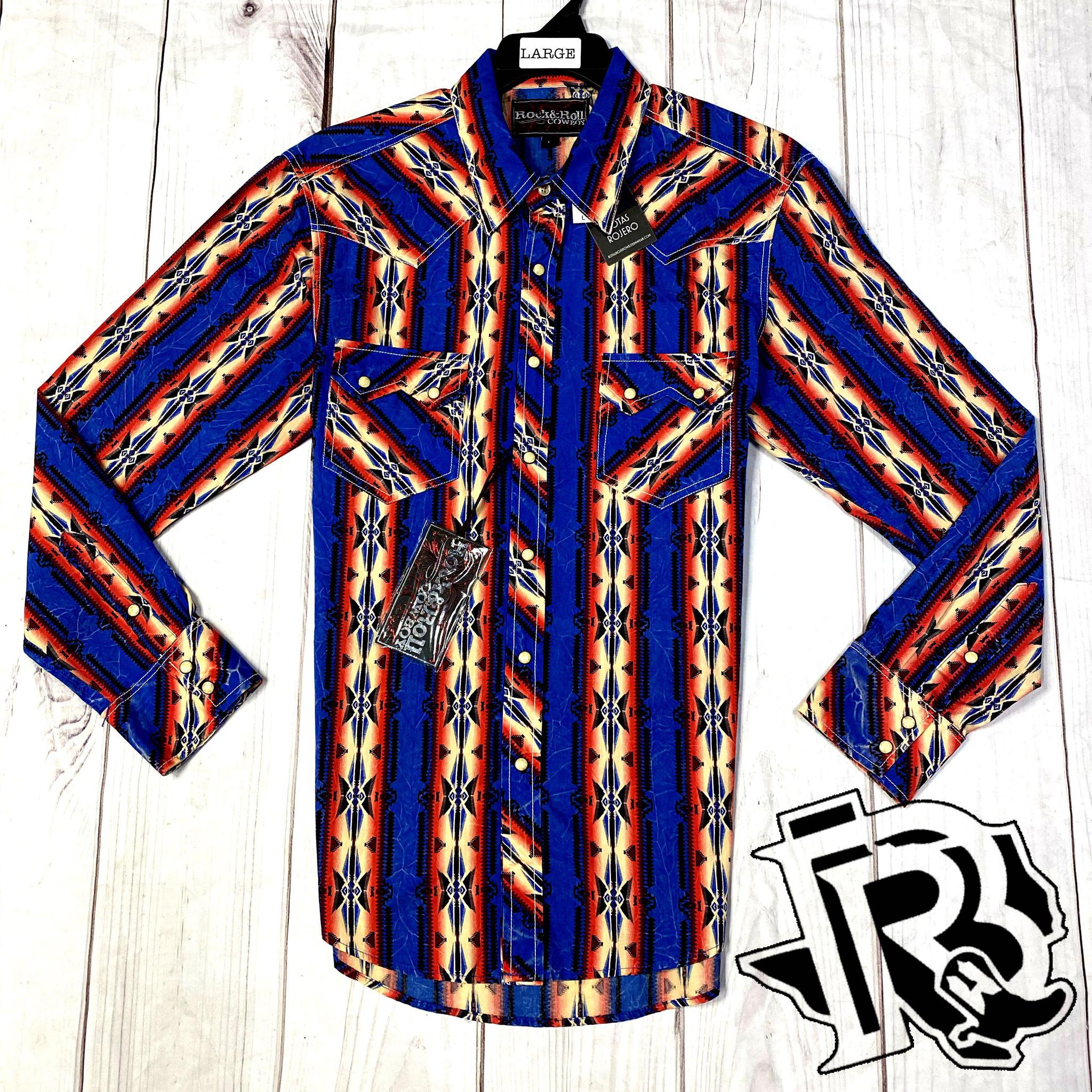 Rock & Roll Cowboy Mens Crinkle Aztec B2S9122