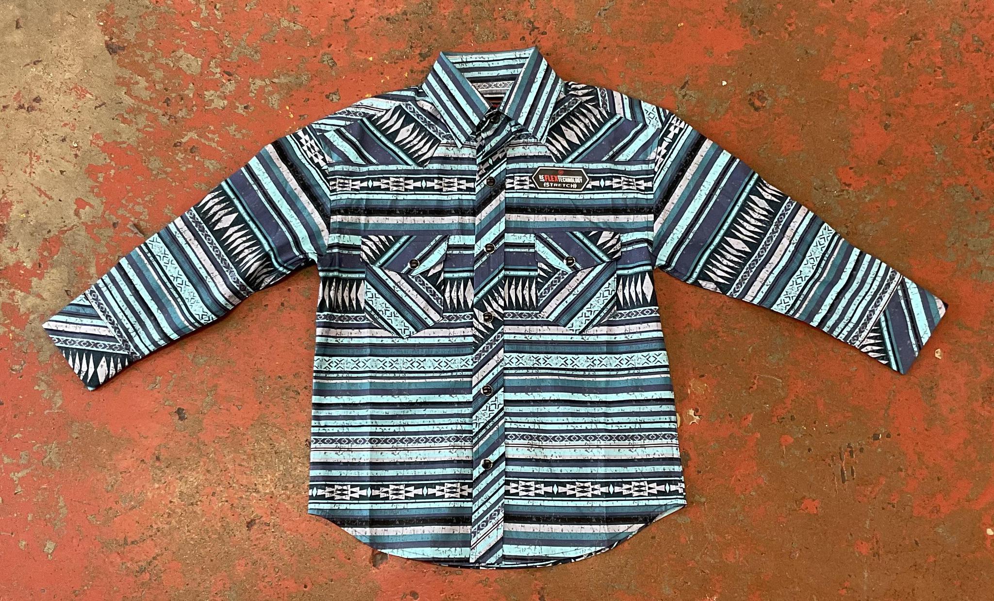 BOYS AZTEC STRIPE POPLIN PRINT BLUE ROCK & ROLL |RRBSOSRZ1G