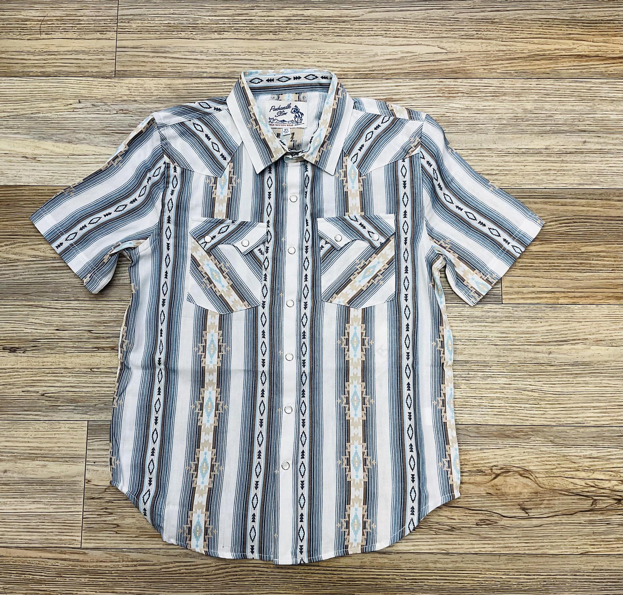 ‘’GAEL’’ MEN’S ROCK & ROLL NATURAL SHORT SLEEVE SNAP SHIRT | PMN3S06903