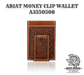 ARIAT MENS MONEY CLIP BASKETWEAVE SHIELD TAN A3550508