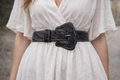 ‘’ HEATHER ’’ WOMENS TOOLED BLACK  BELT