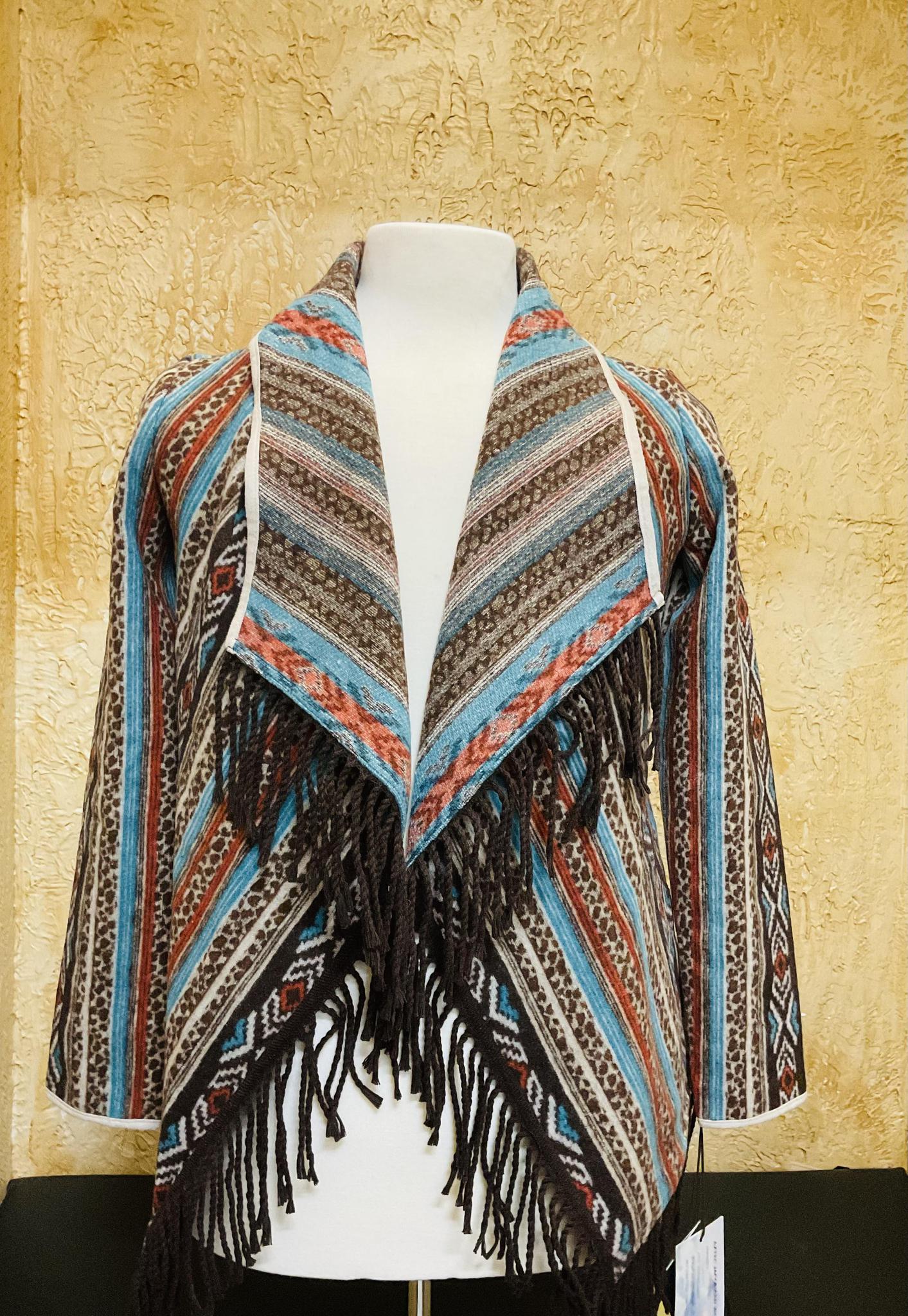 LADIES AZTEC WOOL JACKET DARK BROWN |PRW092RZYX