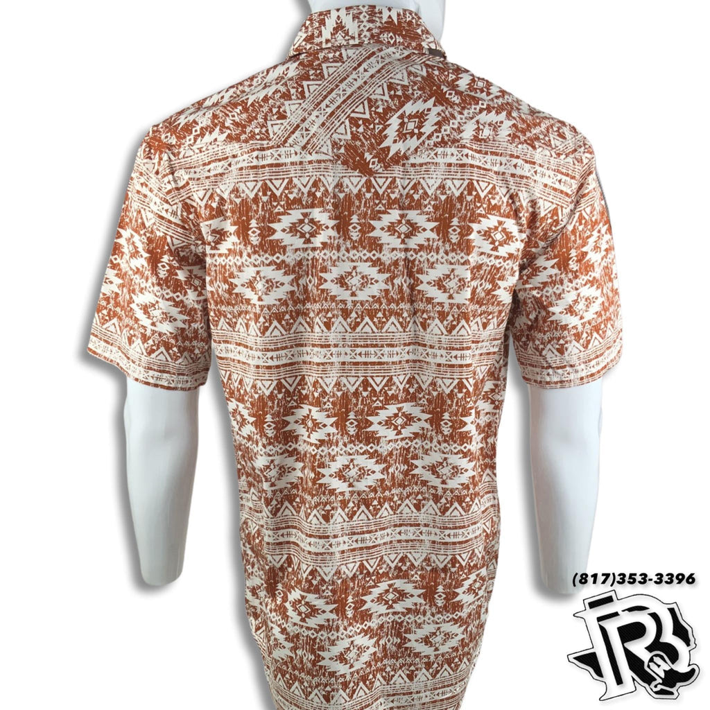 MEN SHIRT | AZTEC RUST SHORT SLEEVE SHIRT (R1S3281)