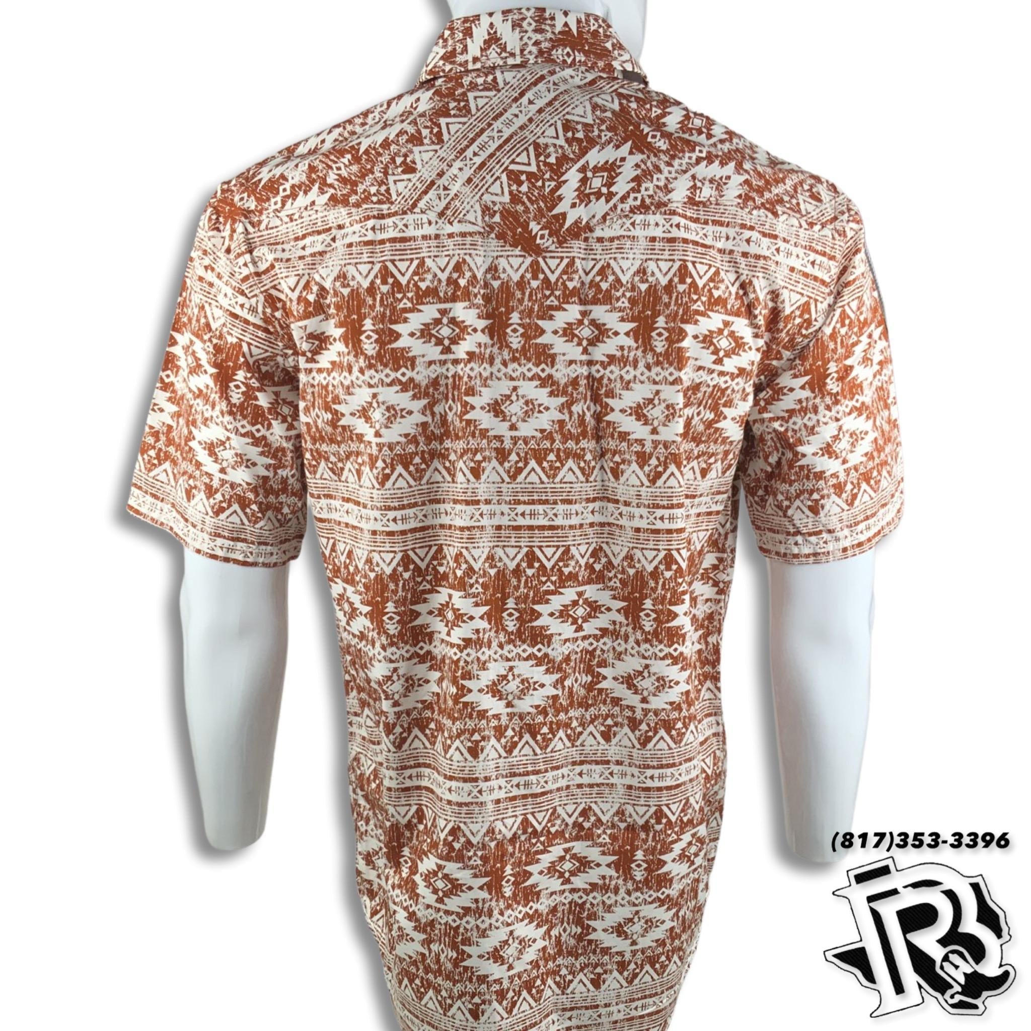 MEN SHIRT | AZTEC RUST SHORT SLEEVE SHIRT (R1S3281)