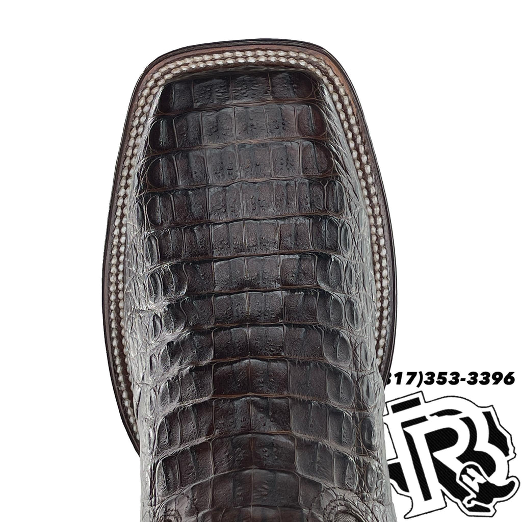 HORNBACK CAIMAN | TONY LAMA DARK BROWN MEN SQUARE TOE BOOT