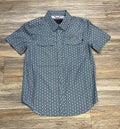 ‘’CARSON’’ MEN’S ROCK & ROLL BLUE MINI AZTEC TEK WESTERN SNAP SHIRT |BMN3S06422