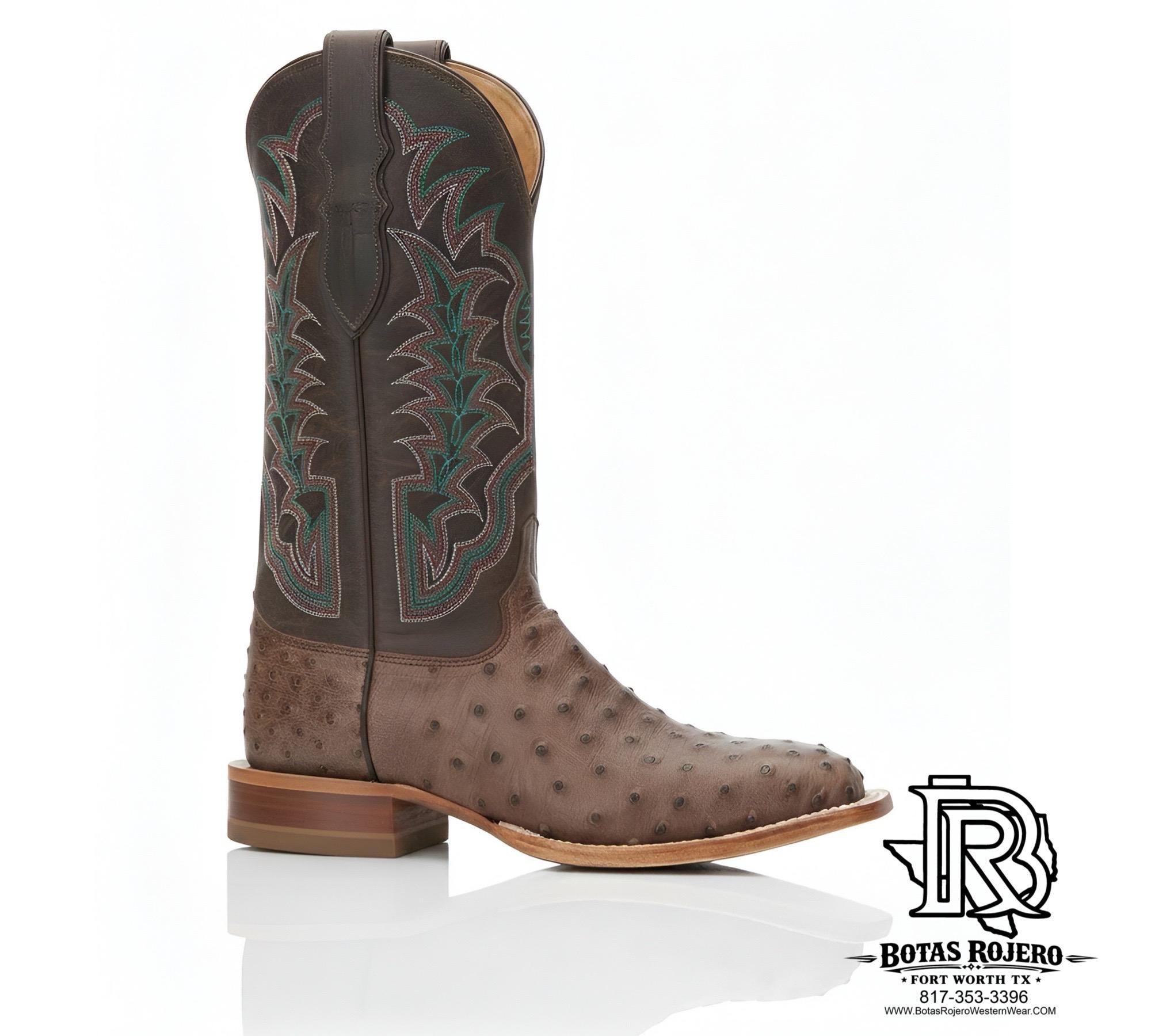 Justin Men's Chisolm Broad Square Toe Full Quill Ostrich Western Boots| JE8172