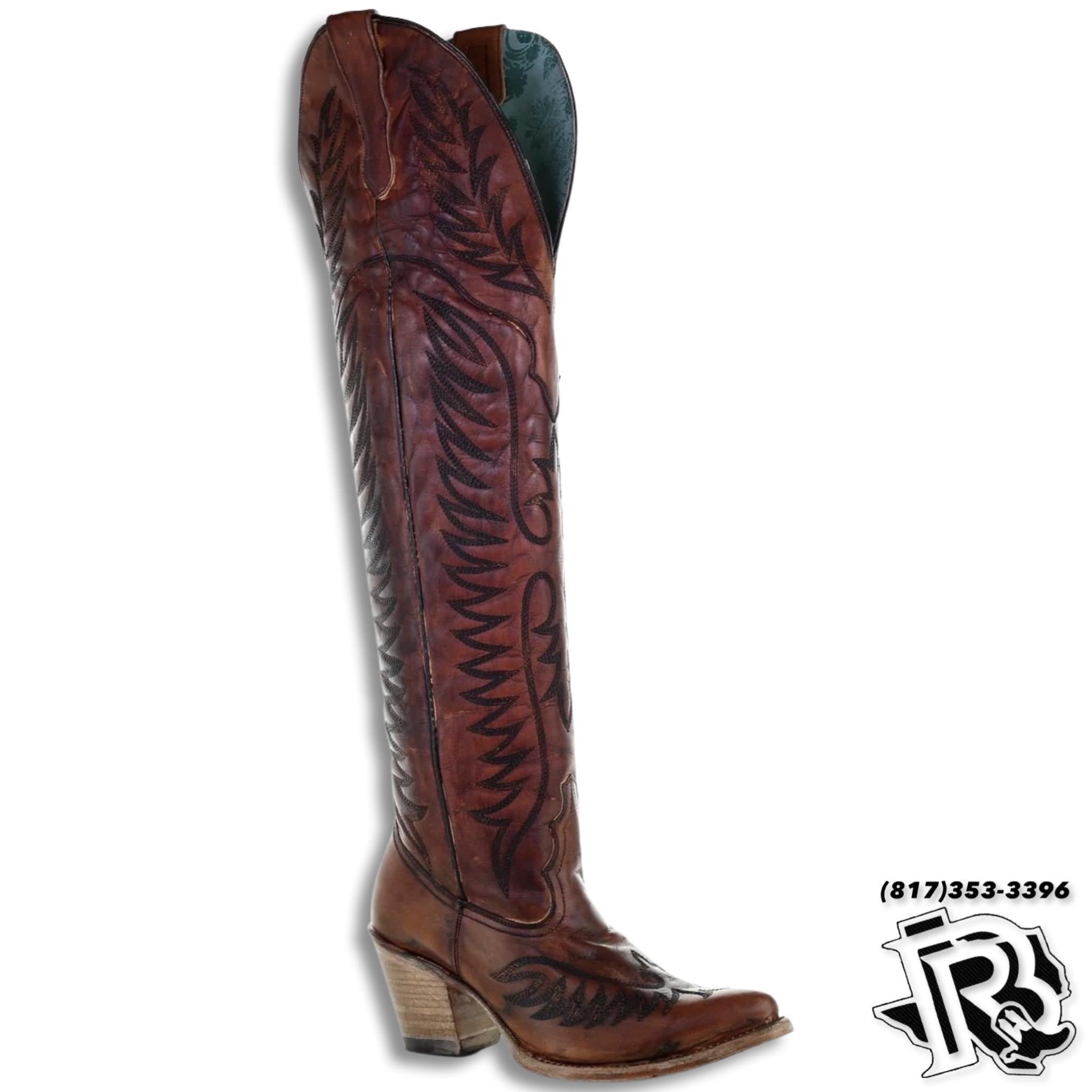 WOMAN’S CORRAL BOOTS | Cognac Black Stitched E1507