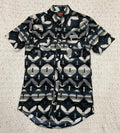Mens short sleeve Aztec woven snap black | RRMS1SR0QJ