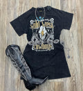 WOMEN’S ROCK & ROLL BLACK GRAPHIC T-SHIRT DRESS |BWD1R06457