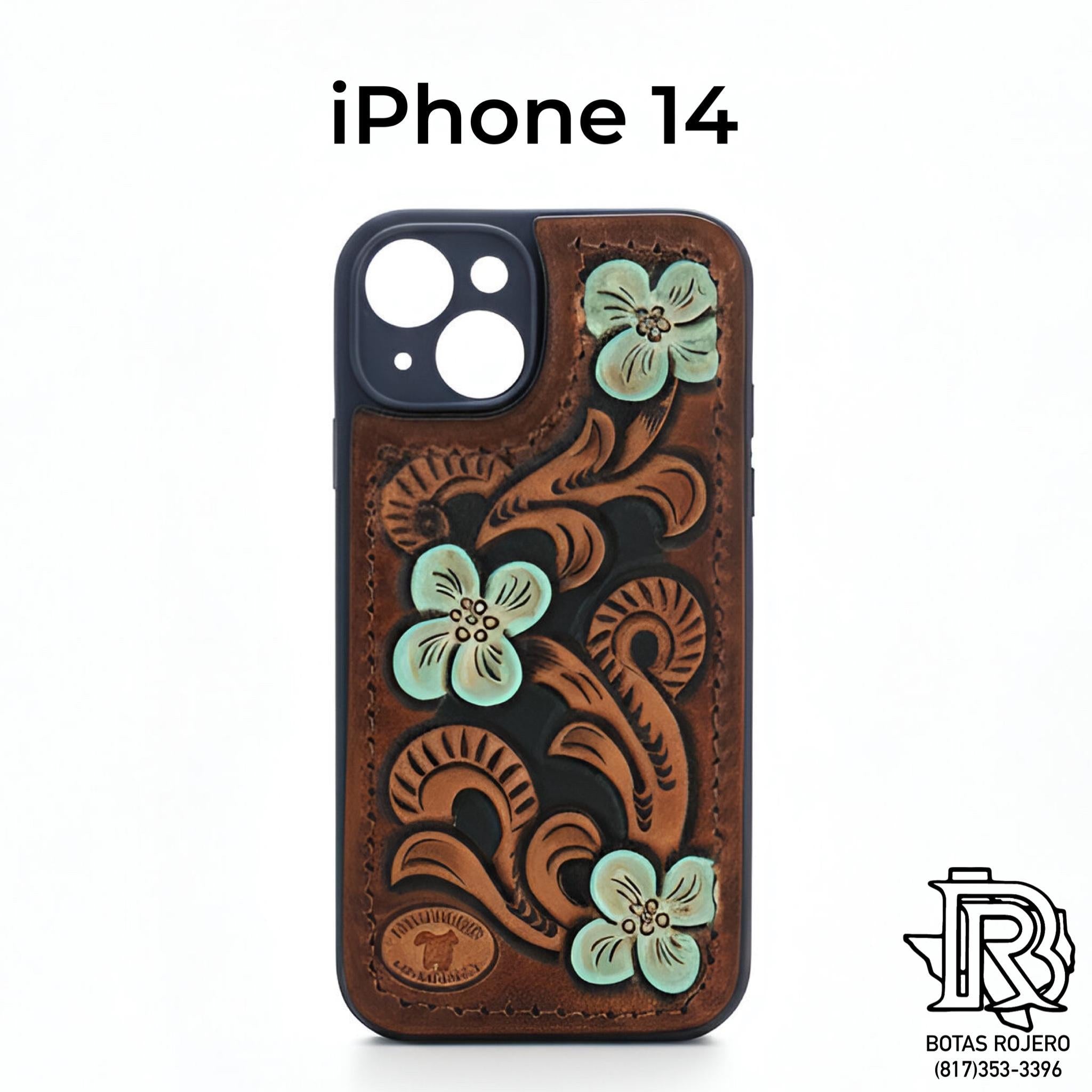 iPhone 14 Hand-Tooled Genuine Leather Case