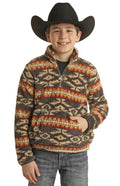 BOYS PLUSH 1/4 ZIP DARK GREY | BB91T03008