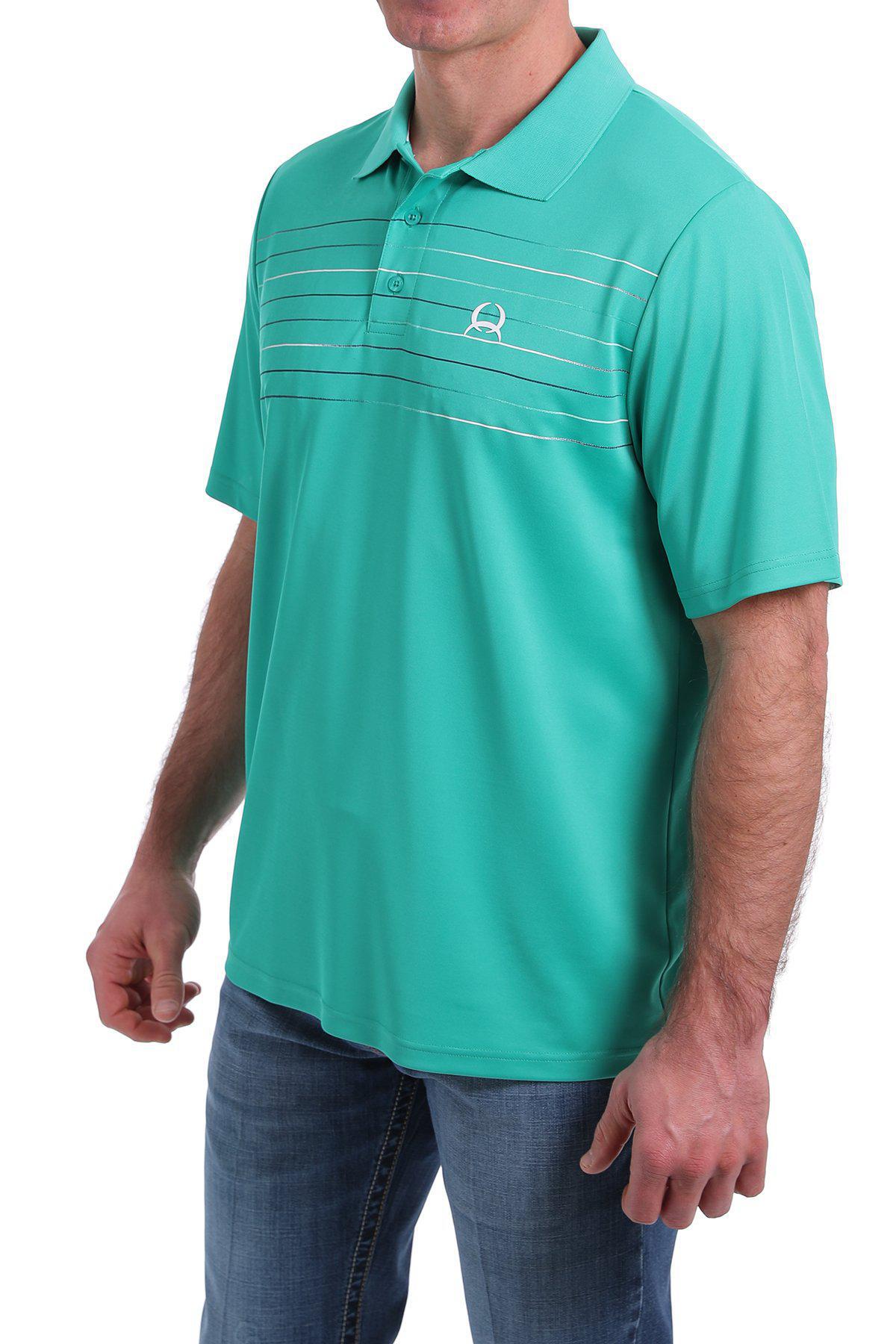 MEN'S ARENAFLEX POLO - GREEN STRIPE PRINT MTK1820018