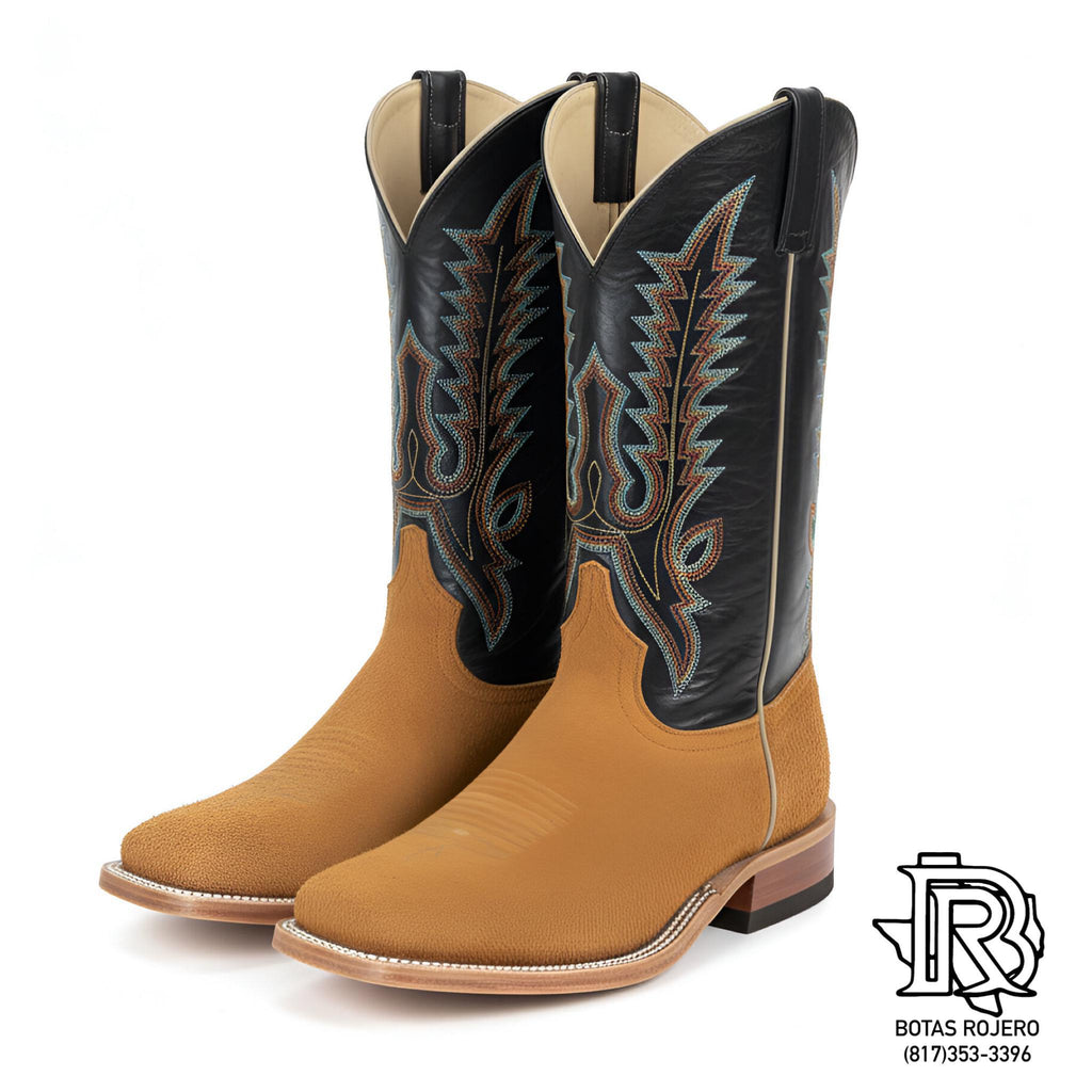“ Jackson “ | MEN WESTERN BOOTS ROUGH OUT LIGHT BROWN SQUARE TOE ANDERSON BEAN