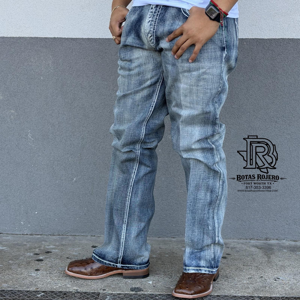 03 | BOOTCUT IRON SPUR MED BLUE WESTERN MEN JEANS