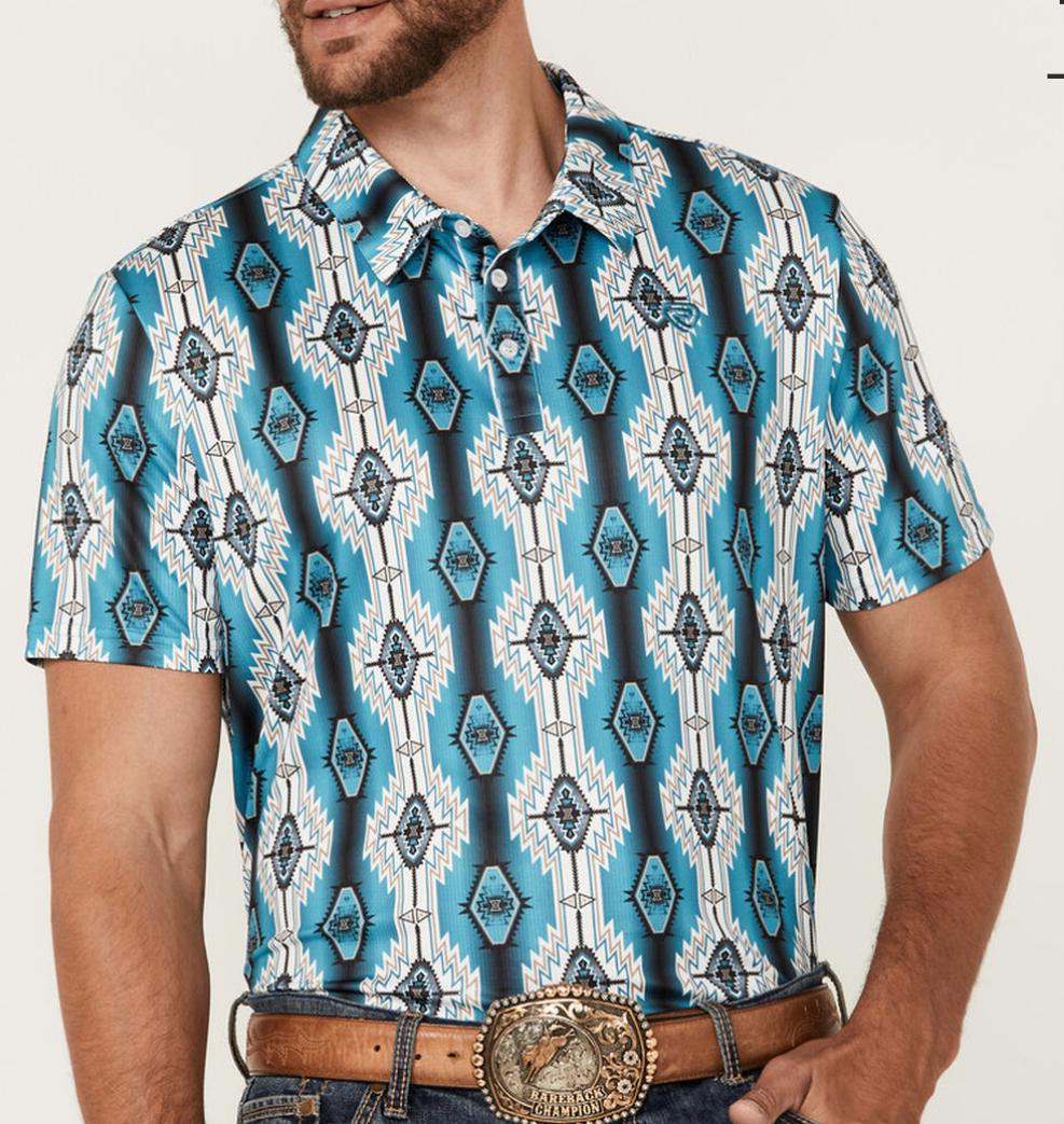 MENS ROCK & ROLL WHITE PRINTED POLO | BM51T05030