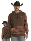 MENS ROCK & ROLL PRINTED TERRY HOODIE DARK BROWN | BM94T03000