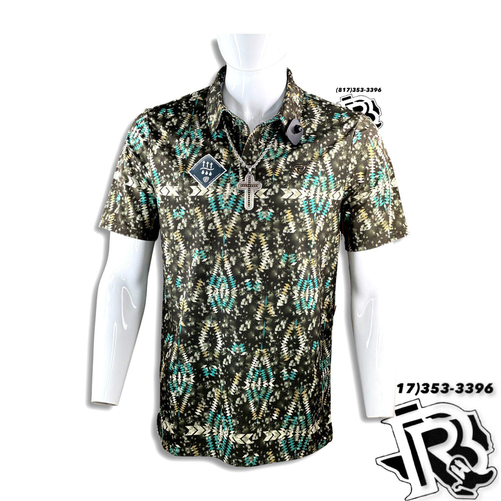 “ Jimmy “ | MEN'S SOUTHERN WESTERN AZTEC GREEN POLO SHIRT P9P3371