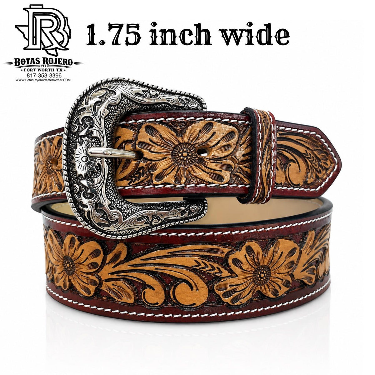 “ FLINT “ | 1.75 INCH IRON SPUR MEN’S WESTERN BELT HANDMADE RED LINER