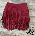 GIRLS LINA FRINGE BURGUNDY SKIRT