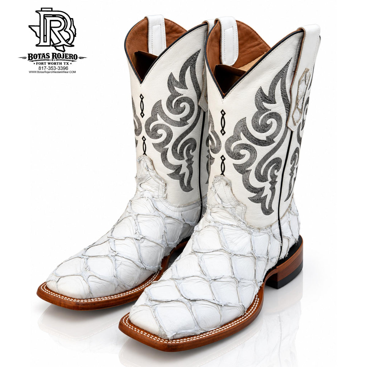 " Erick " | MEN WESTERN BOOTS ORIGINAL WHITE PIRARUCU FISH BOOTS