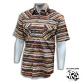 “ Misael “ | MEN WESTERN SHORT SLEEVE SHIRT BROWN STRIPE SHIRT RSMS1SR0NU