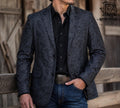 Sport Coat Western Tonal Charcoal/Black Paisley Jacquard BM96C03634
