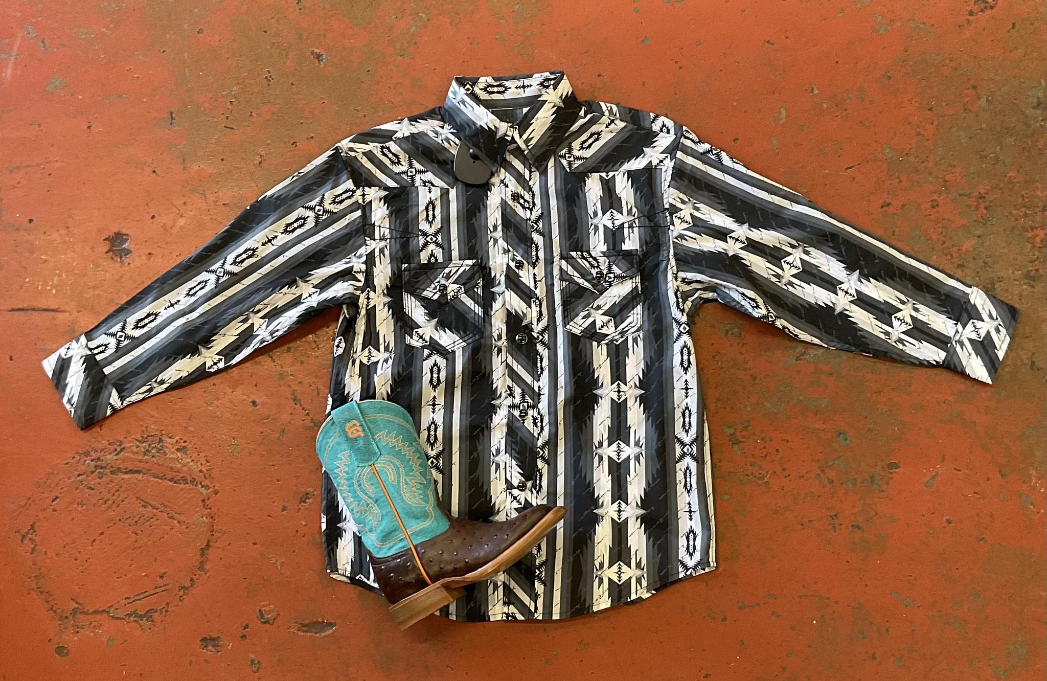 Boys long sleeve snap black |B822043