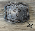 Nocona® Men's Scalloped Copper Cross Antique Silver Buckle | 37911