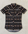 Mens Aztec woven snap brown rock & roll shirt | RRMS1SR0QD