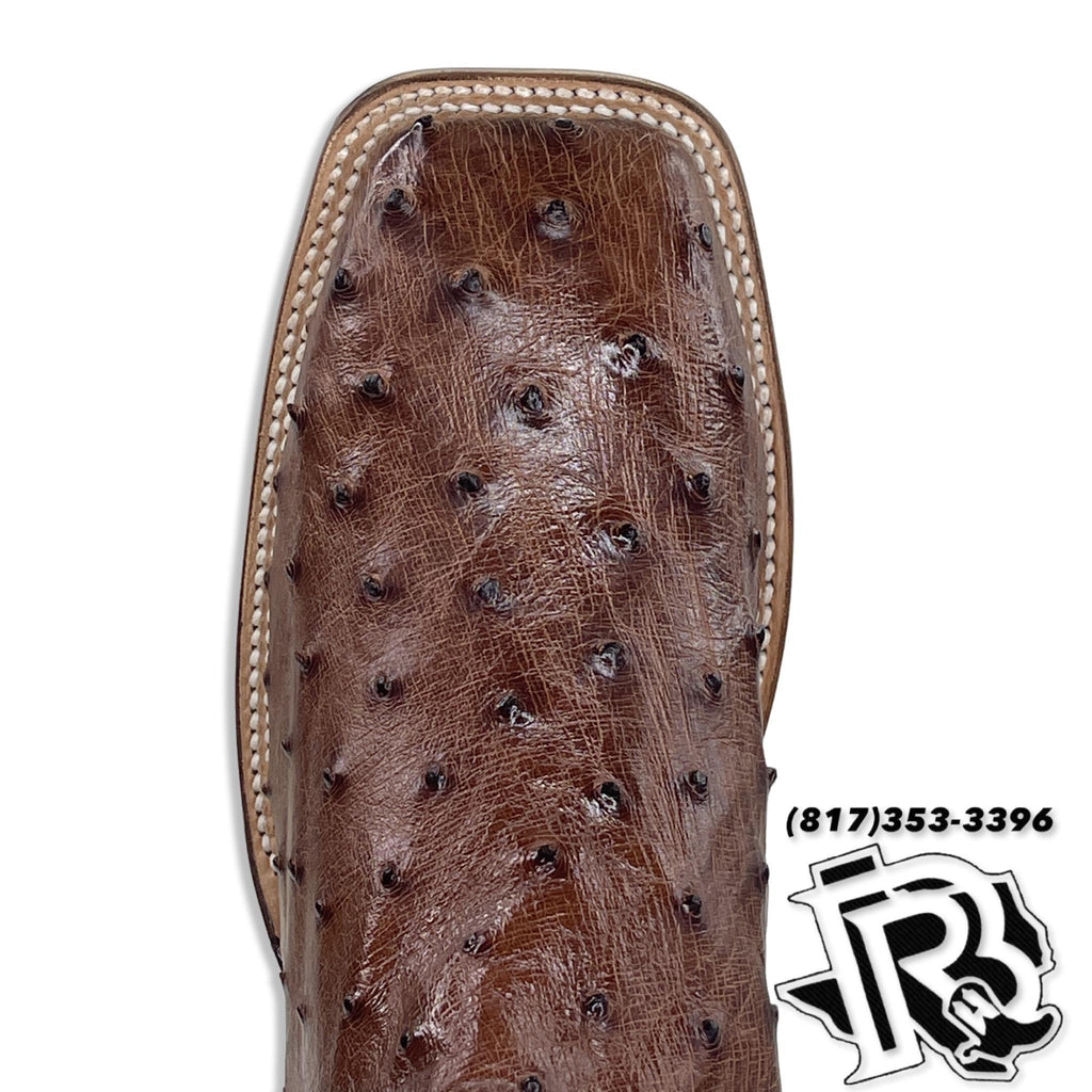 “ Wagon Boss “ | OSTRICH ANTIQUE BROWN ORIGNAL JUSTIN BOOTS MEN SQUARE TOE WESTERN BOOTS P01201