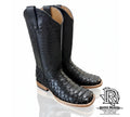 PYTHON JUMBO PRINT COLOR BLACK MEN SQUARE TOE WESTERN BOOTS