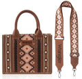 Wrangler Southwestern Print Small Canvas Tote/Crossbody - Dark Brown