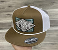 LAZY J RANCH MEN’S COYOTE BROWN & WHITE IRON HORN CLASSIC ROPE TRUCKER CAP