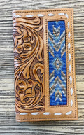 “ ALEXANDER  “ | MEN BI FOLD WESTERN TOOLED LEATHER WALLET BEADED