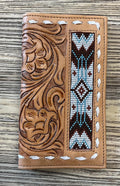 “ ANTHONY  “ | MEN BI FOLD WESTERN TOOLED LEATHER WALLET BEADED