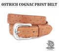 COGNAC OSTRICH PRINT BELT 1.5 INCH WIDE MR2253