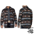 BLUE AZTEC | ROCK & ROLL JACQUARD AZTEC PRINT SNAP-DOWN SHIRT JACKET