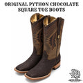“ Ranchero “ | ORIGINAL PYTHON CHOCOLATE MATTE MEN SQUARE TOE WESTERN BOOTS
