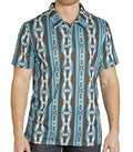 ROCK & ROLL MEN’S AZTEC PRINTED TEAL POLO  |BM51T07683
