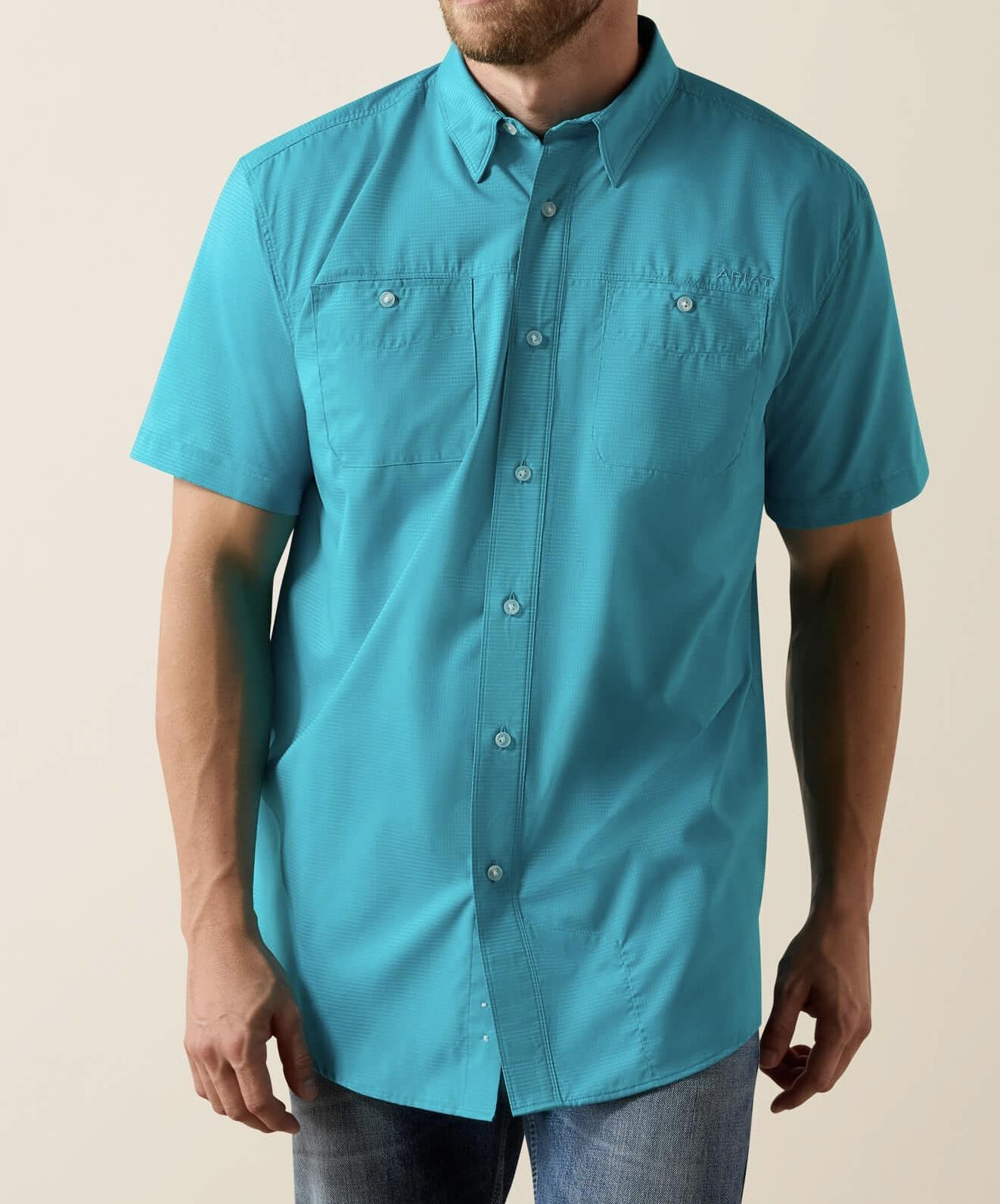 Ariat Men's 360 Airflow Short Sleeve Miami Blue  Shirt |10071464