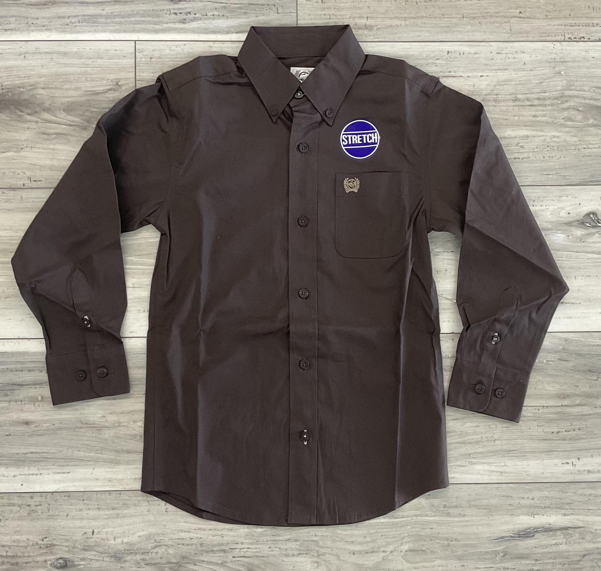 CINCH BOY’S LONG SLEEVE SOLID BROWN SHIRT | MTW7060408